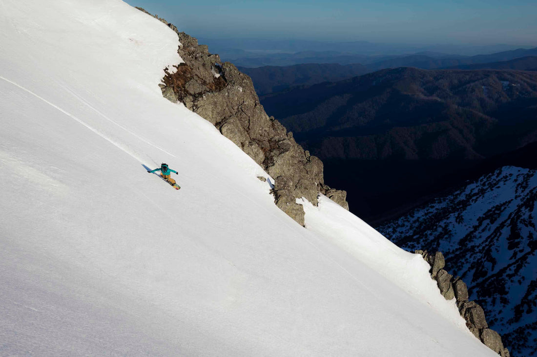 Michaela Davis-Meehan snowboarding western faces, Kosciuszko National Park