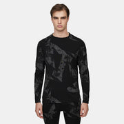 Mens Merino Fractal Lightweight Base Layer Crew