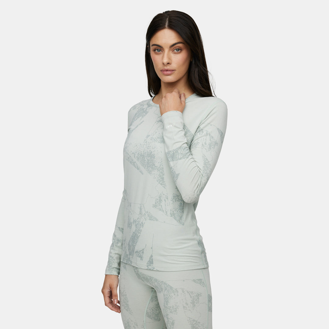 Womens Merino Fractal Lightweight Base Layer Crew