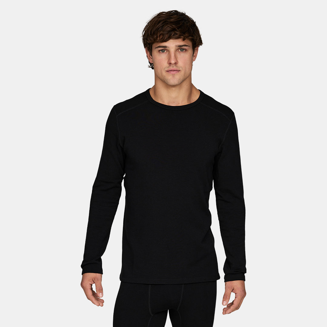 Mens Merino Heavyweight Grid Fleece Base Layer Crew