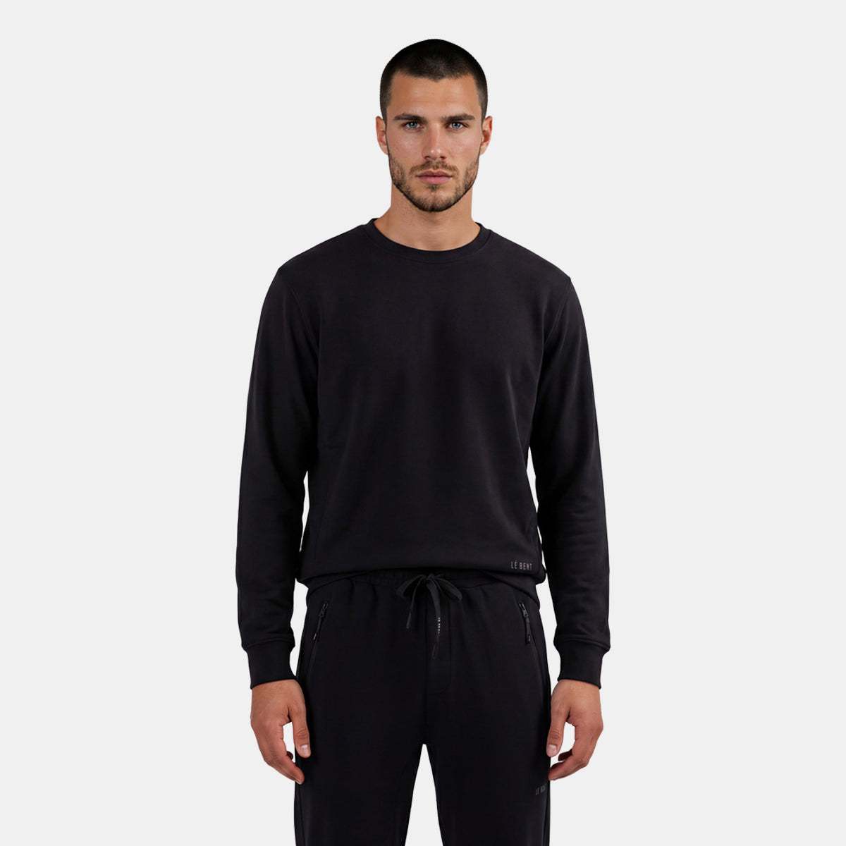 Mens Merino Heavyweight Grid Fleece Sweater – Black