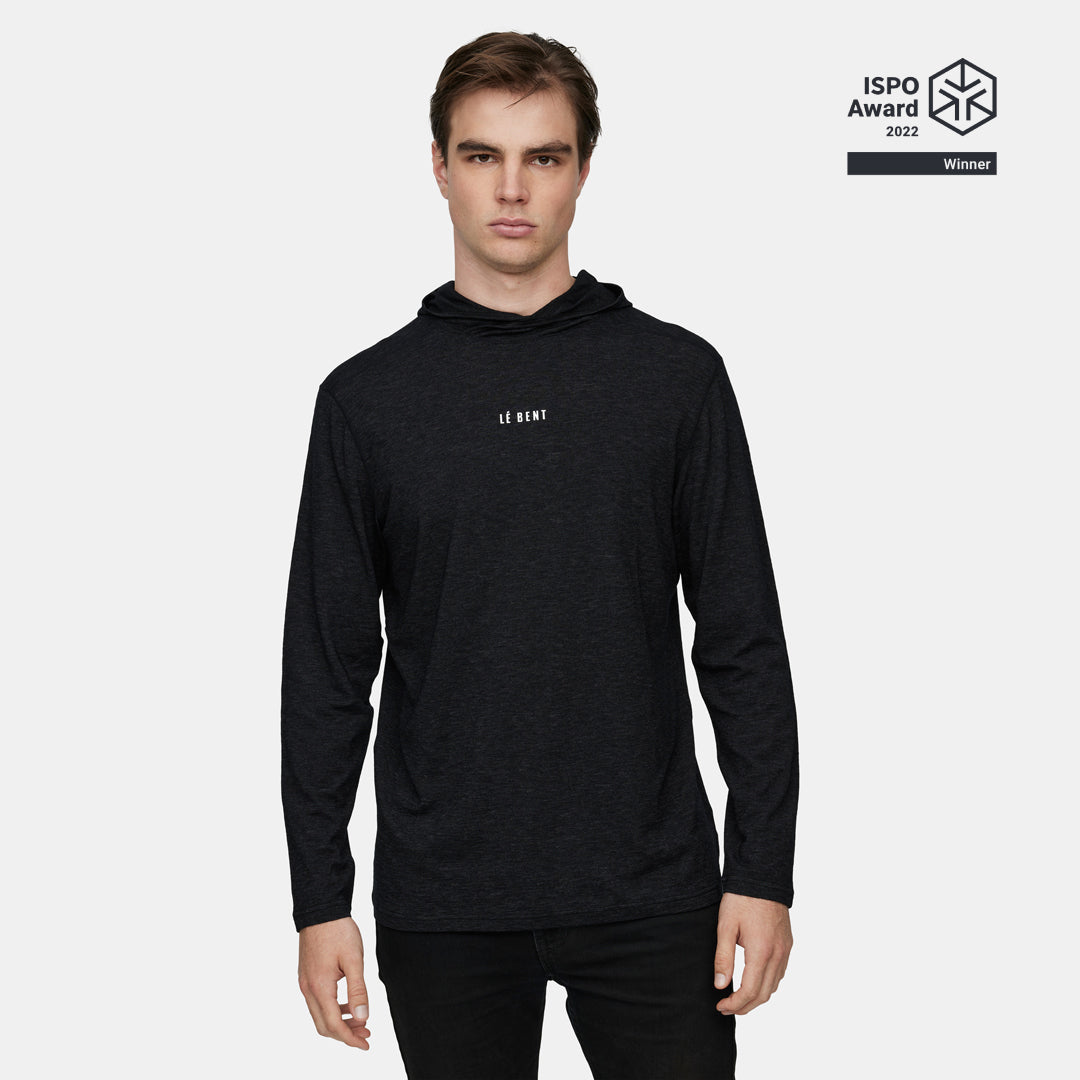 Mens Merino Featherweight Hooded LS Crew