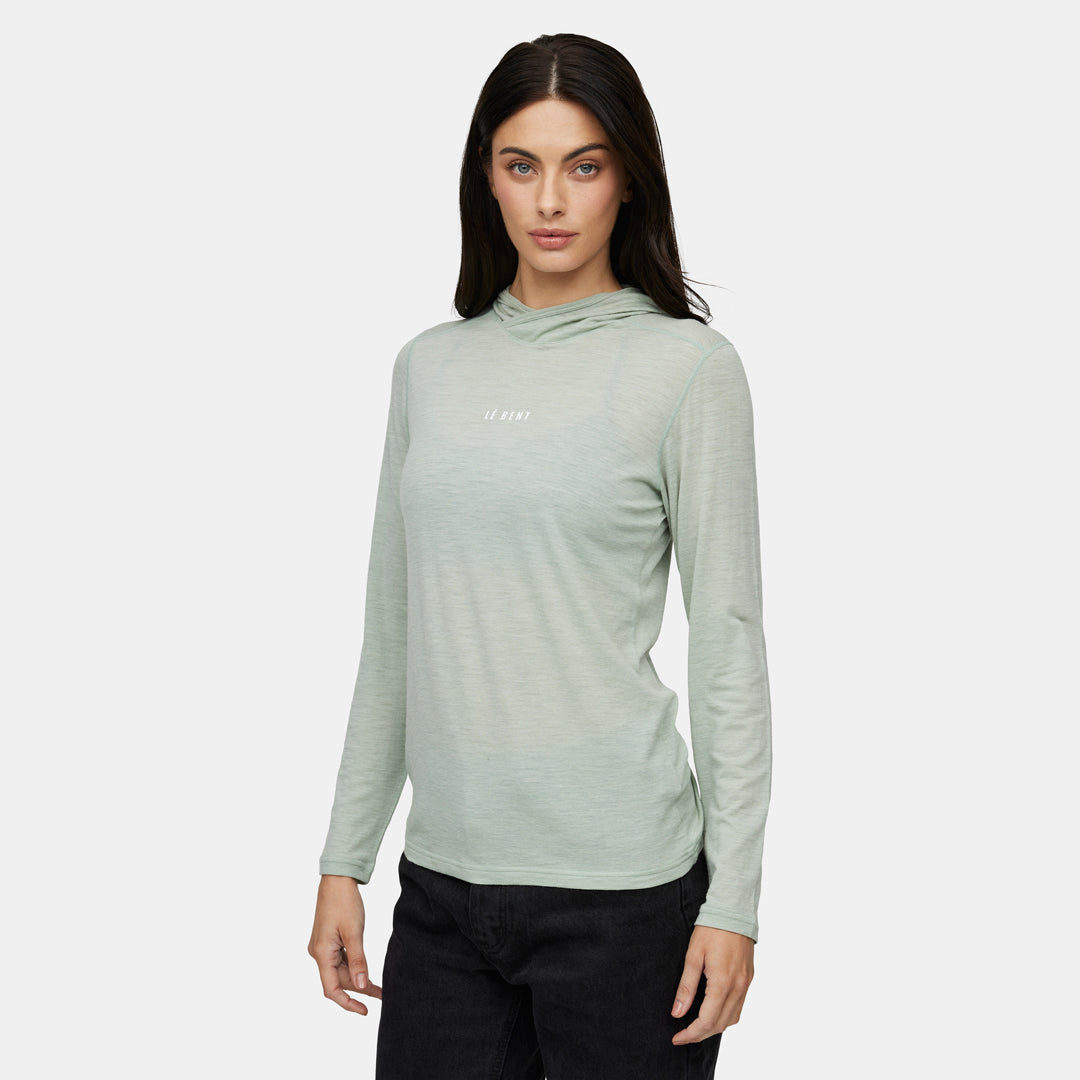 Womens Merino Featherweight Hooded LS Crew